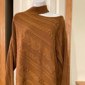 Maurices Sweater Cable Knit Mock Neck Shoulder Cut Out Pullover Sweater